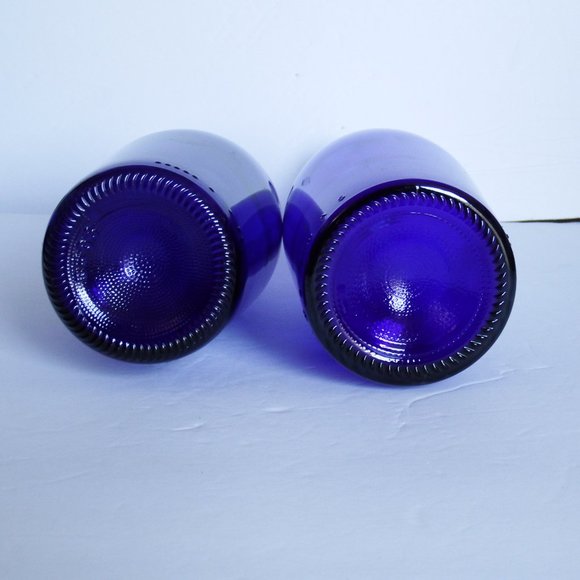 A Set of Two Blue Cobalt Wine Bottles 11.5" H - Picture 3 of 4